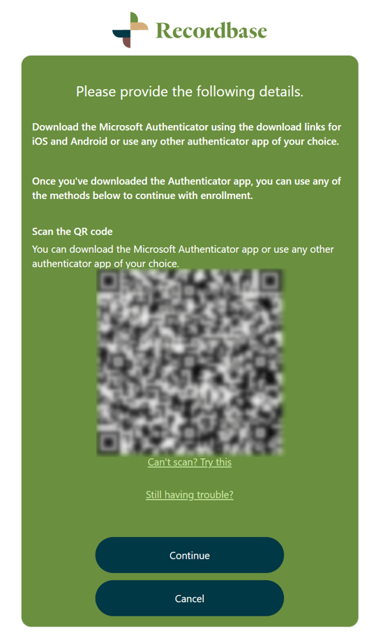 Recordbase Multi Factor Authentication (MFA) Guide